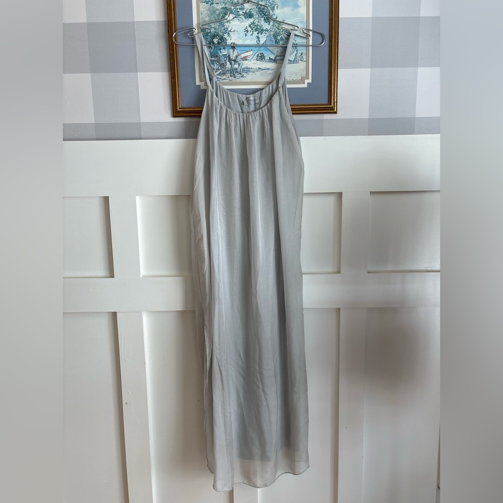 Italian Light Grey Maxi Slip Dress with Spaghetti Straps XS